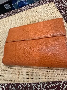 Loewe Orange Leather Fold-Over Wallet